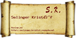 Selinger Kristóf névjegykártya
