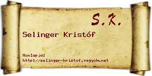 Selinger Kristóf névjegykártya